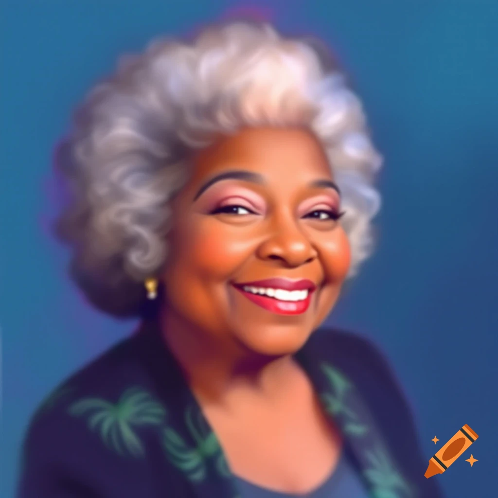 A smiling elderly Black woman with white hair.