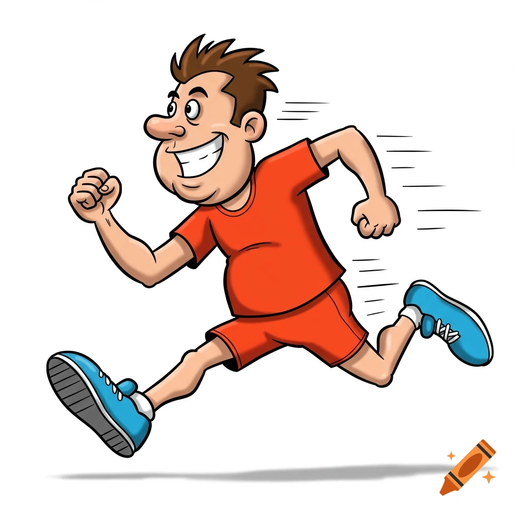 Cartoon illustration of a man running.