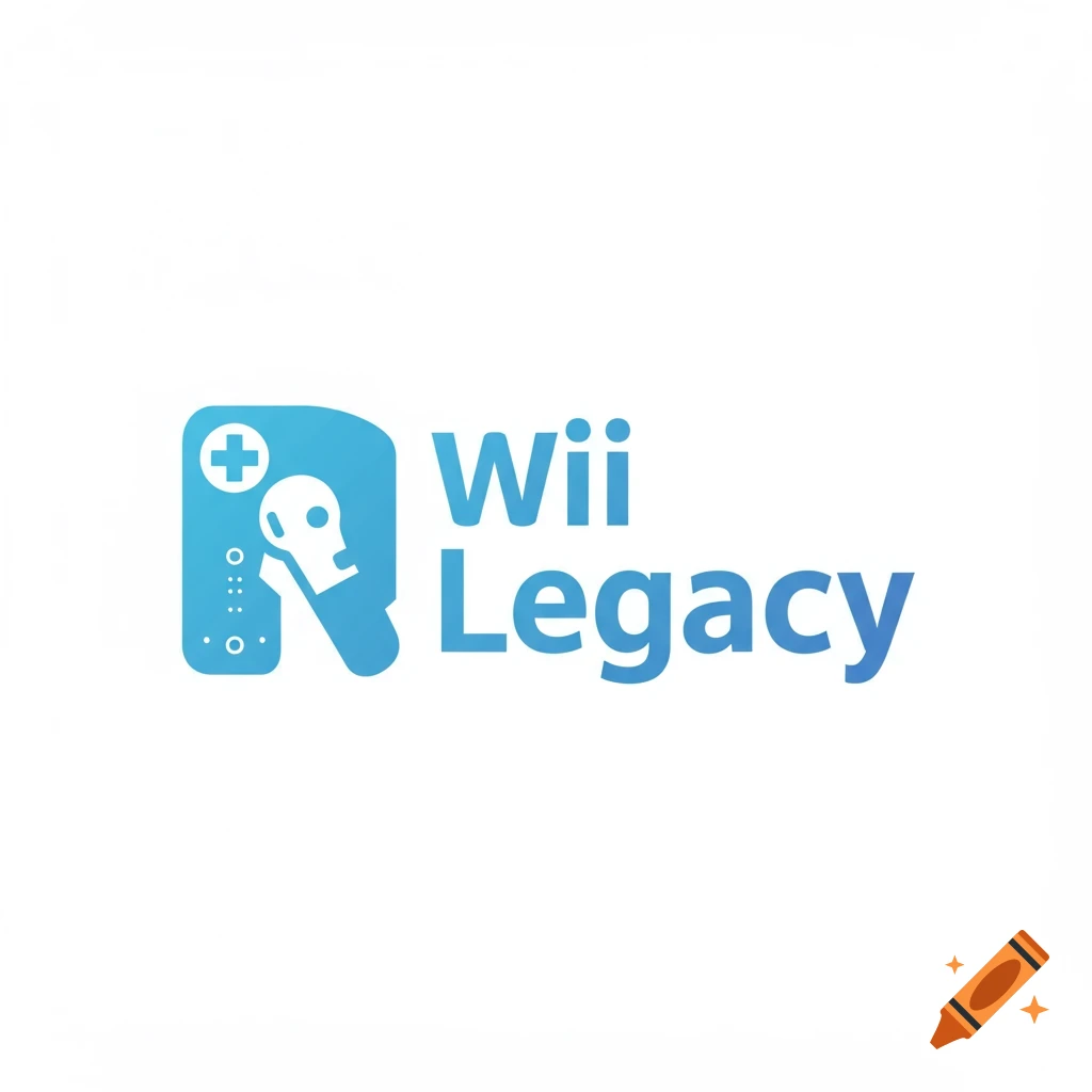Logo for Wii Legacy brand with blue stylized controller shape and text.