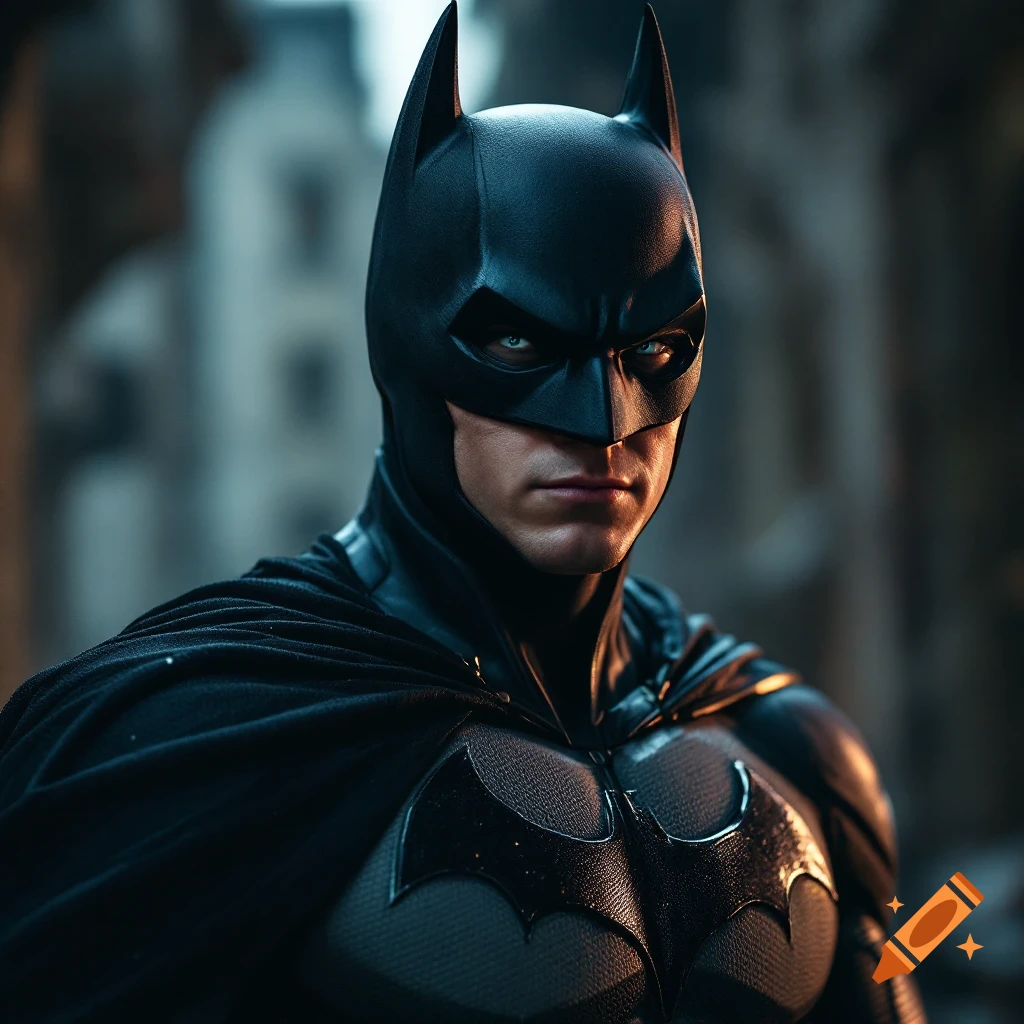 Close-up photorealistic portrait of Batman