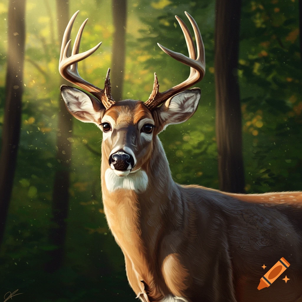 A deer in a sunlit forest