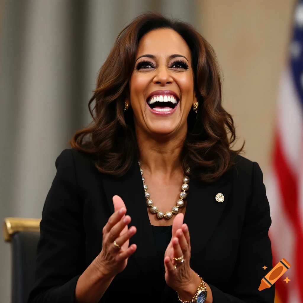 Kamala Harris laughing and clapping