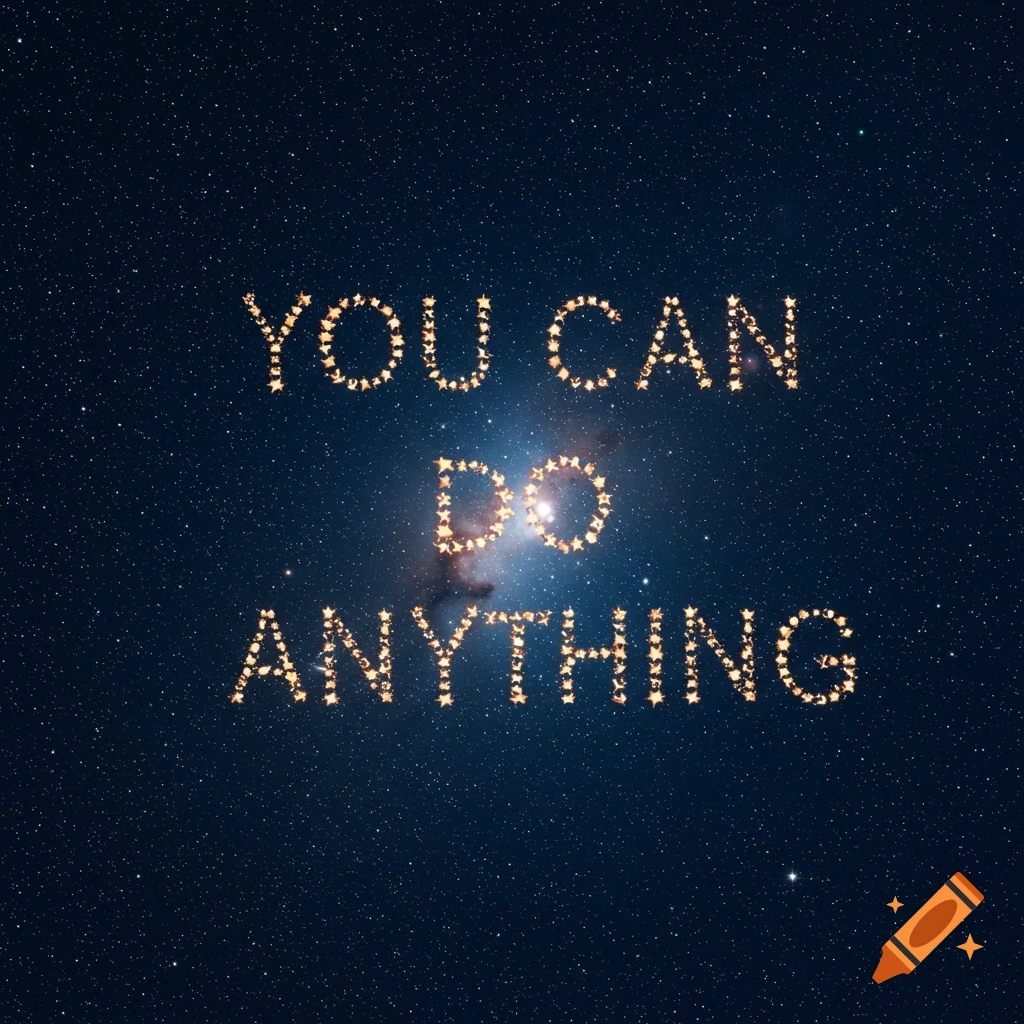 The words 'YOU CAN DO ANYTHING' spelled out in stars against a starry sky.
