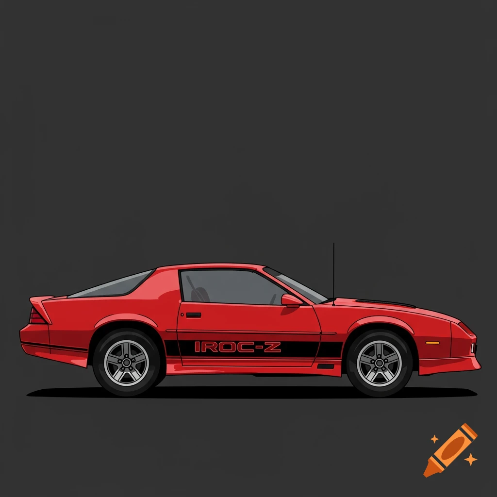 A red 1985 Chevrolet Camaro IROC-Z vector graphic