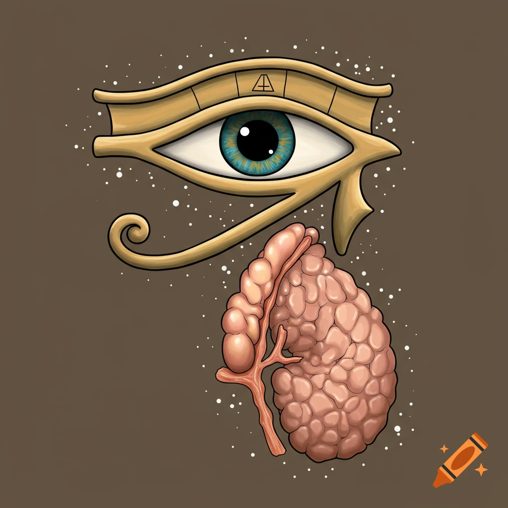 Illustration of the Eye of Horus combined with a pineal gland.