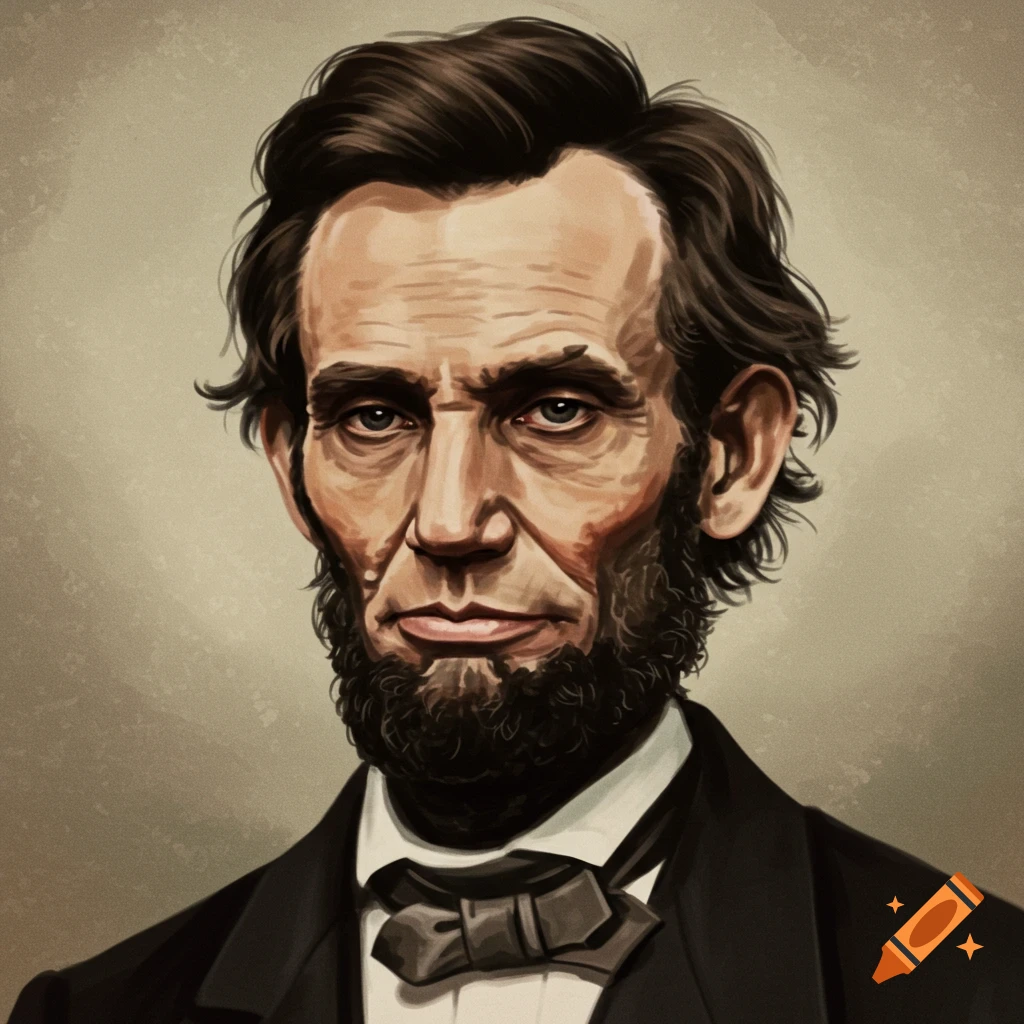A portrait of a man resembling Abraham Lincoln.