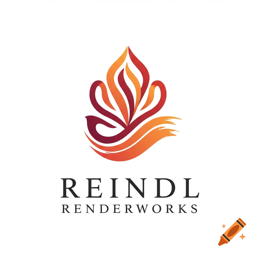 Logo with abstract red and orange stylized symbol above 'REINDL RENDERWORKS' text.