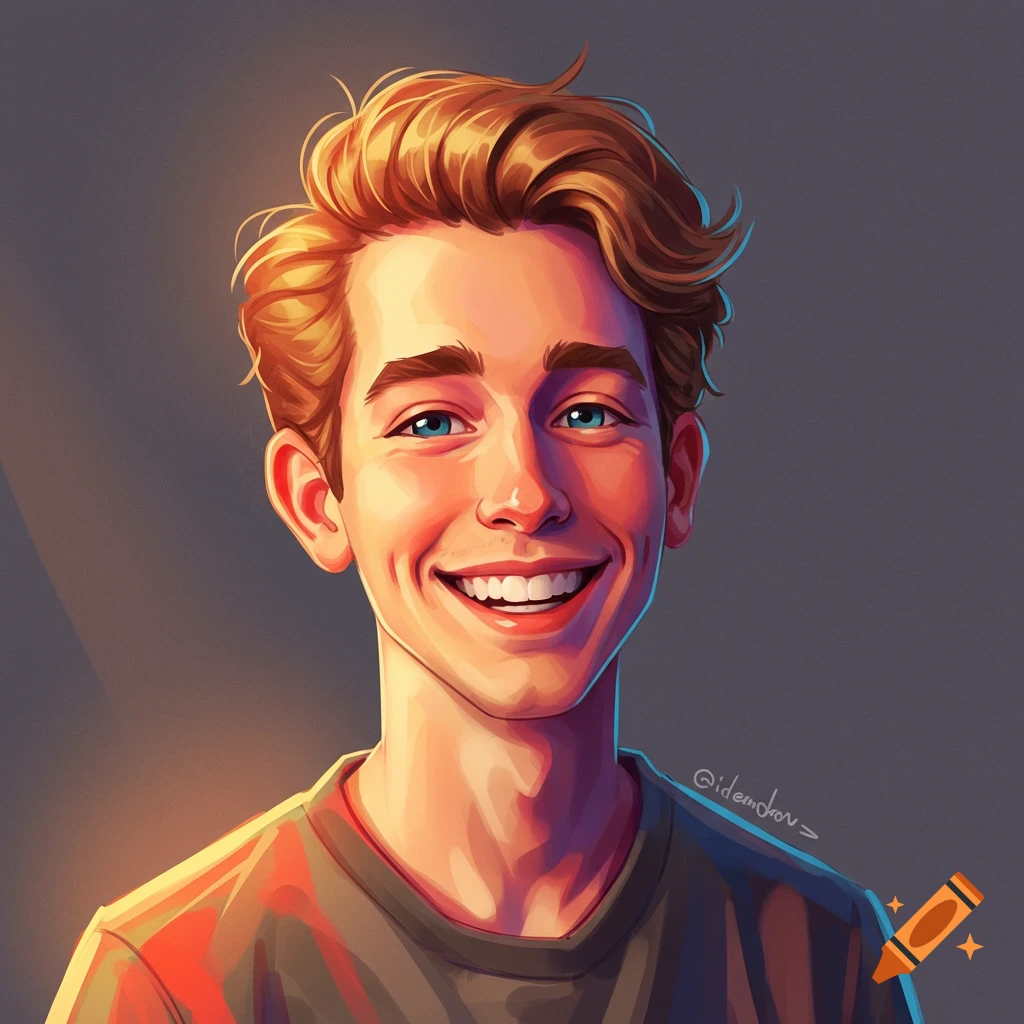 A young man smiling