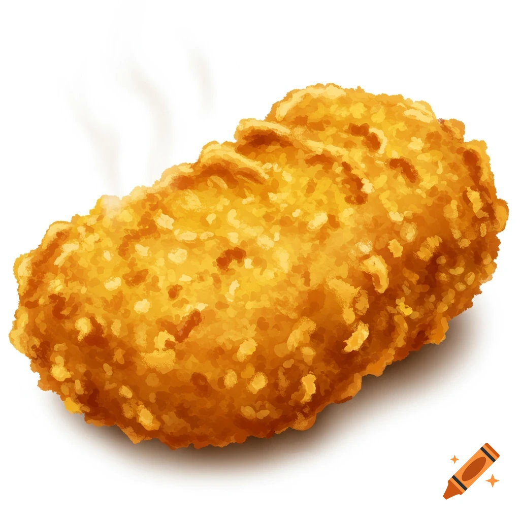 A hot chicken nugget with steam.