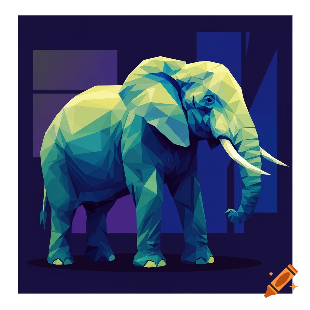 Geometric painting of an elephant