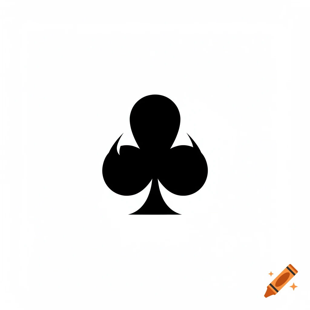 Black club symbol on a white background