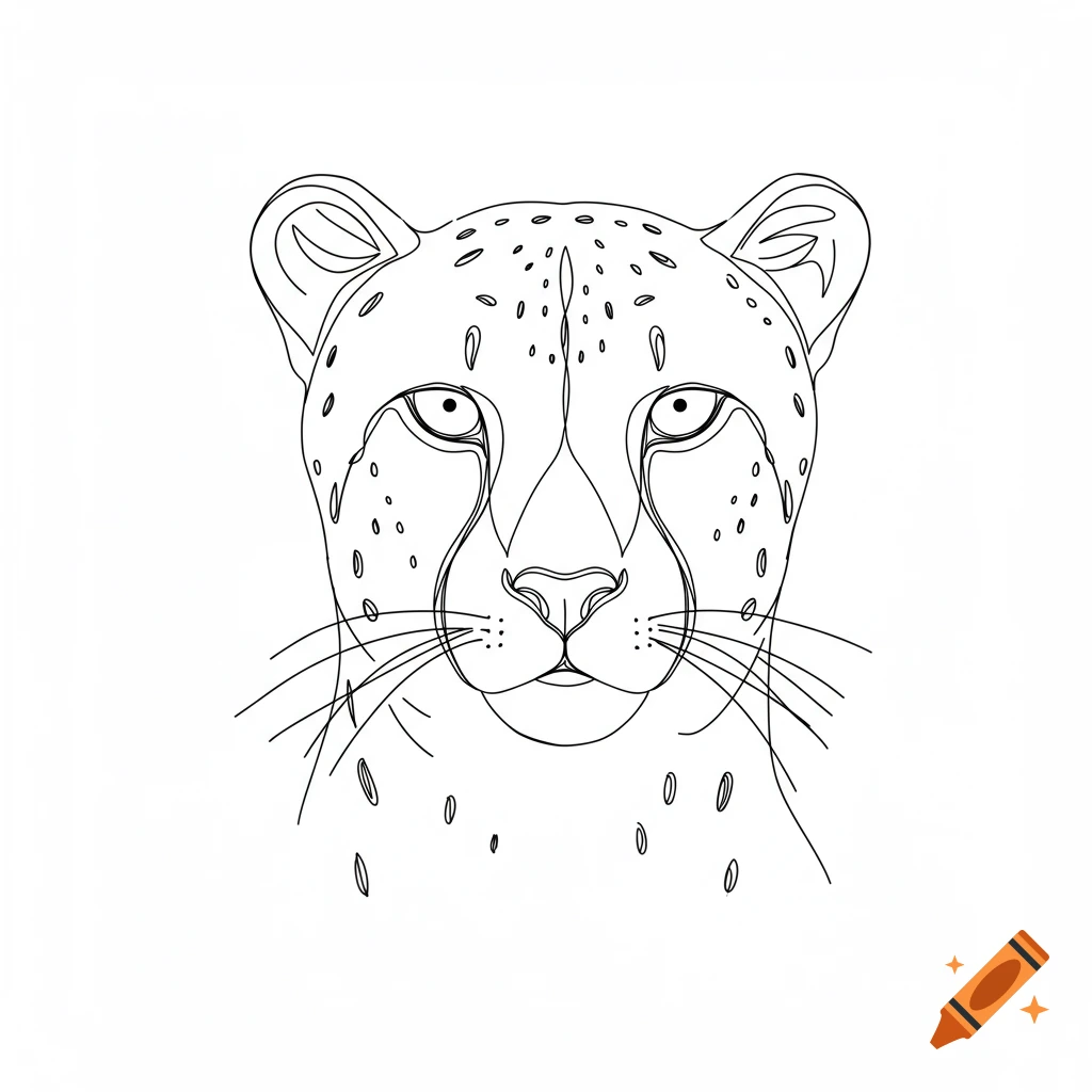 Minimalist line drawing of a cheetah head