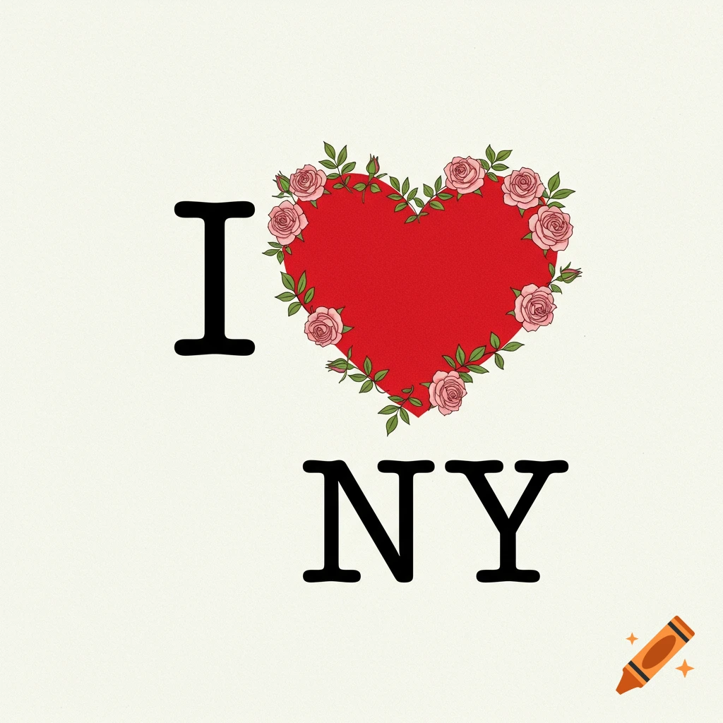 I heart NY logo with roses.