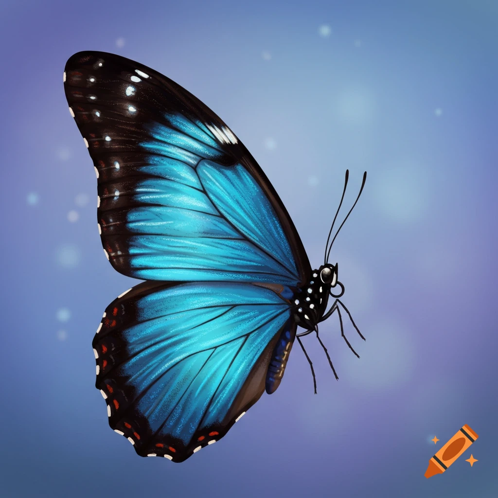 A blue and black butterfly