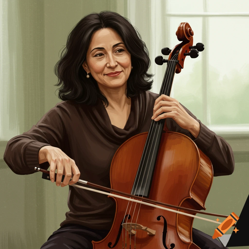 A woman playing a cello.