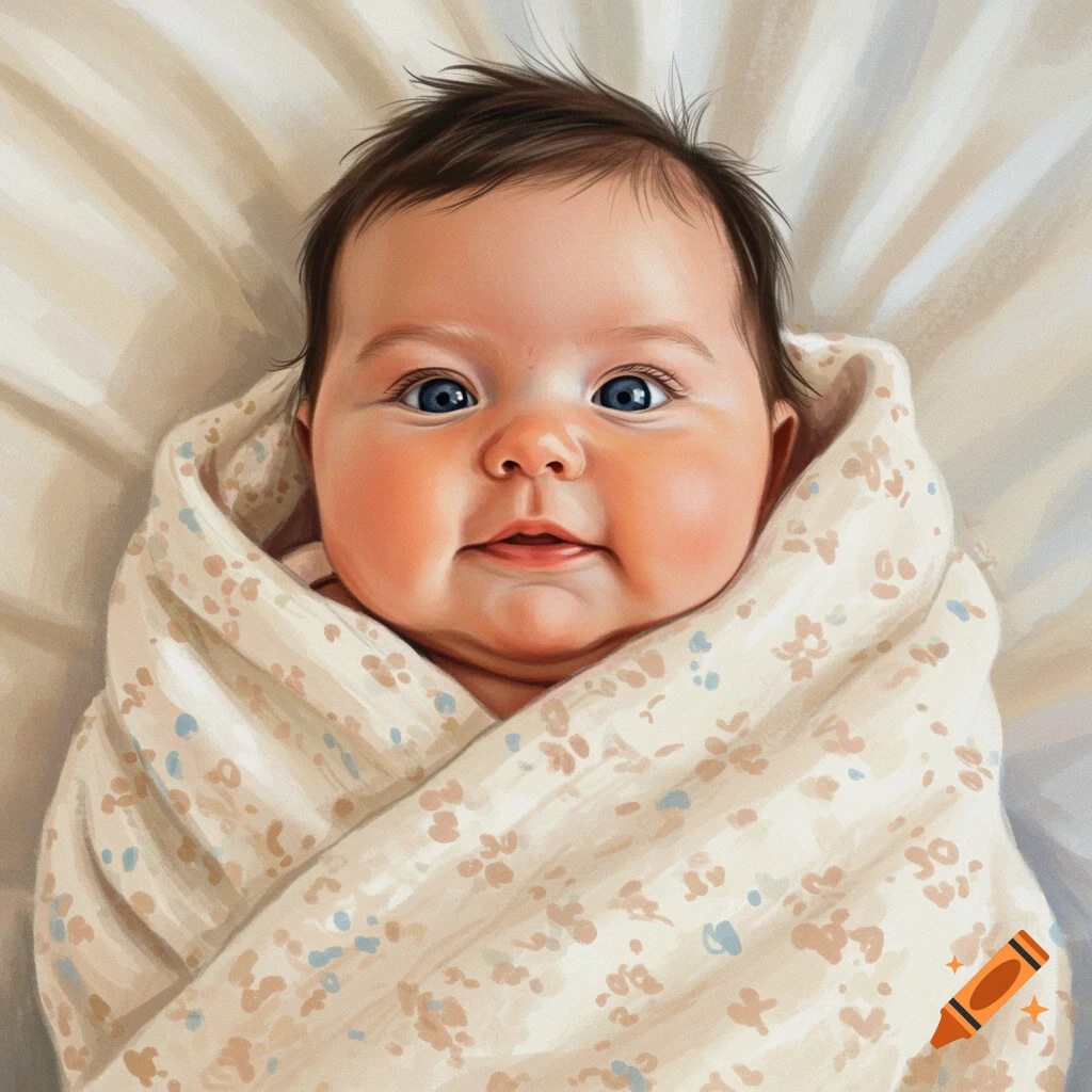 A baby is wrapped in a floral blanket.