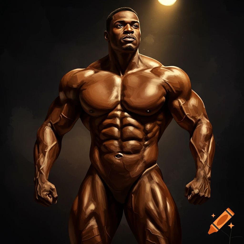 A very muscular man posing in a posing brief.