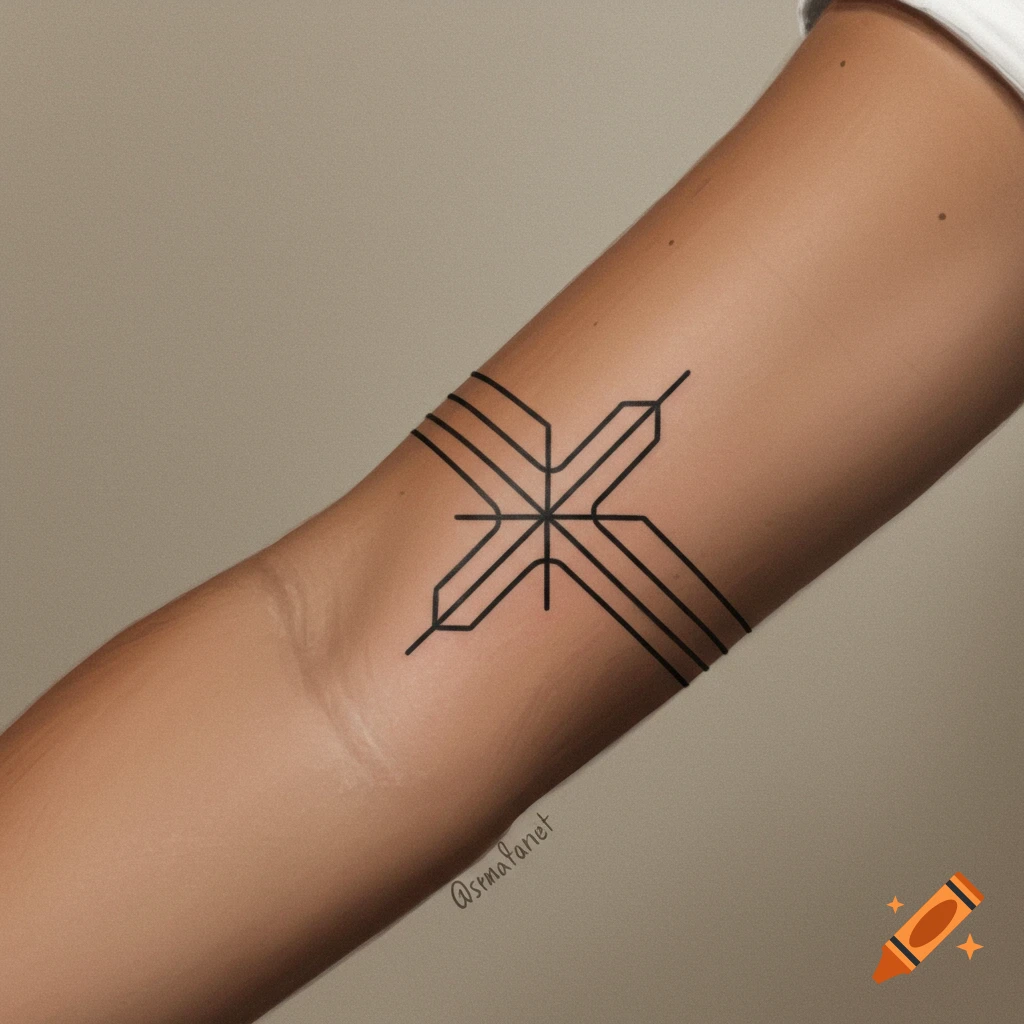 Geometric black line tattoo on an arm.