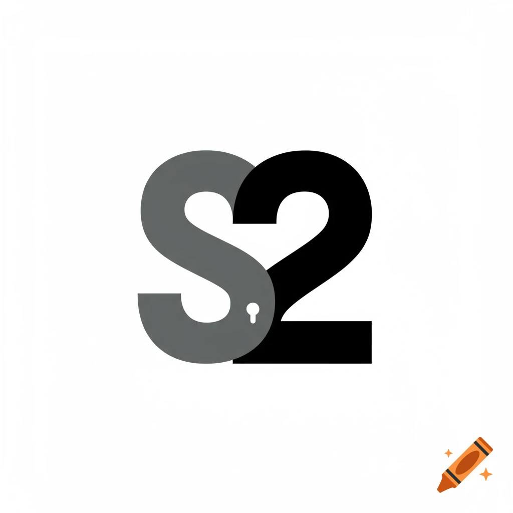 Minimalist logo featuring a stylized grey S intertwined with a black 2 on white