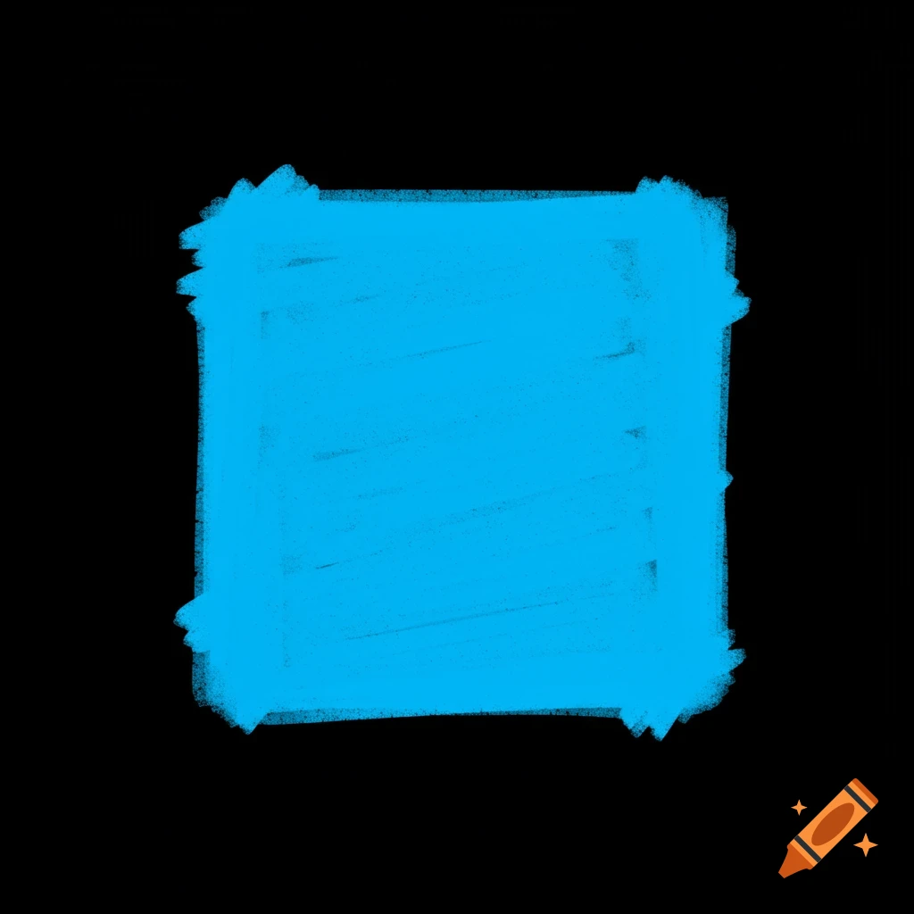 A blue square shape on a black background.