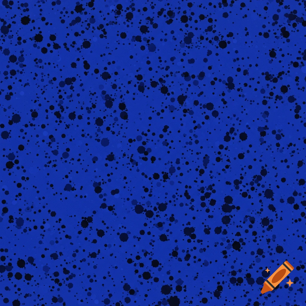A blue background with black paint splatters.