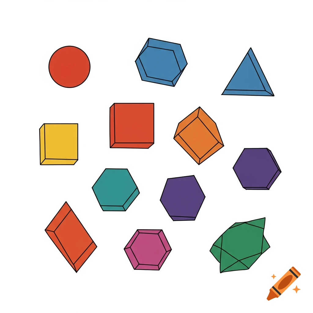 Colorful geometric shapes in a vector illustration.