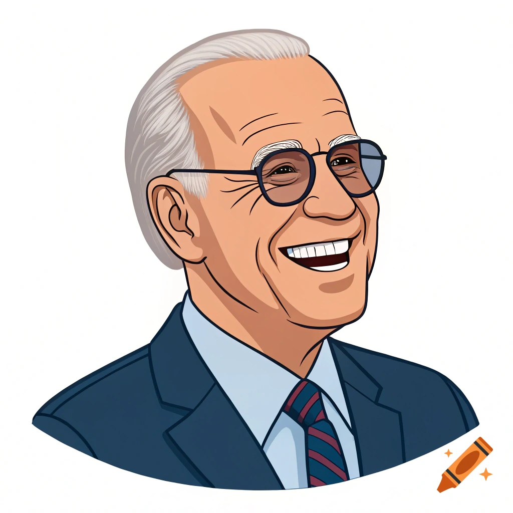 Cartoon portrait of Joe Biden smiling