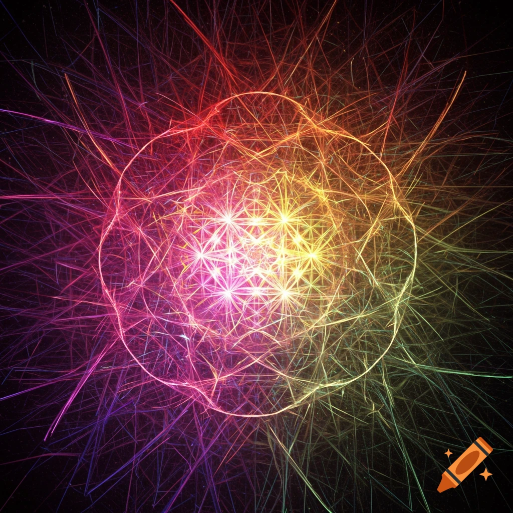 Colorful abstract geometric pattern with light and lines