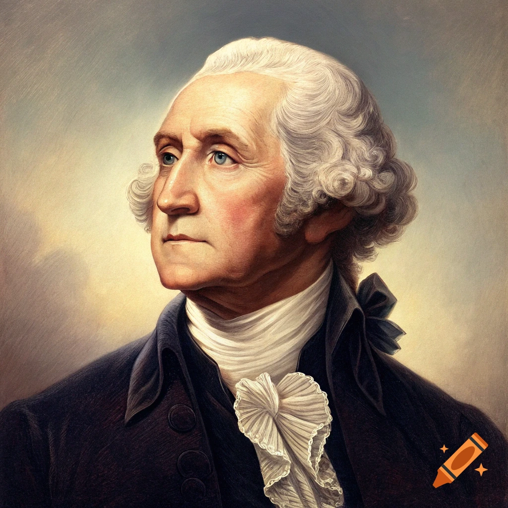 Portrait painting of George Washington looking left