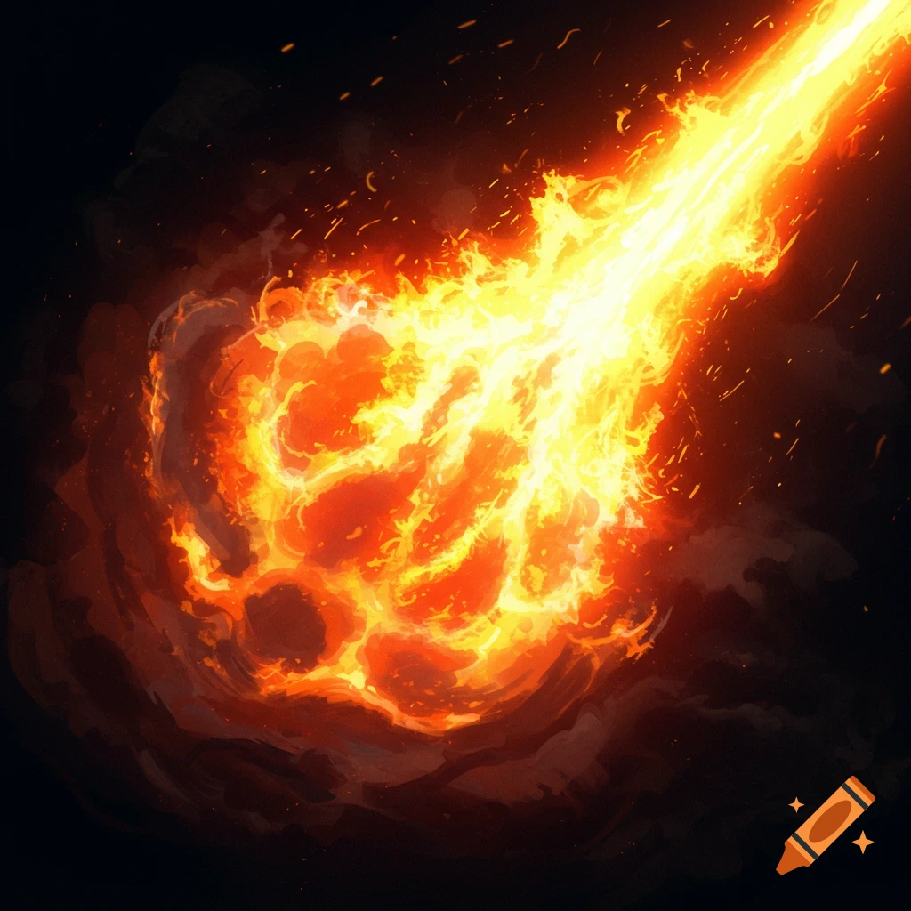 Bright, explosive fire on a dark background.