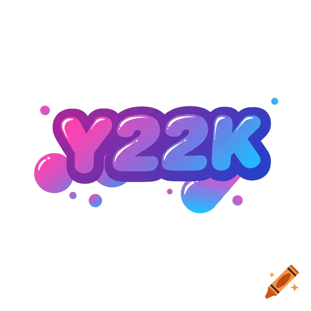 Y22K logo in a pink and blue bubbly style