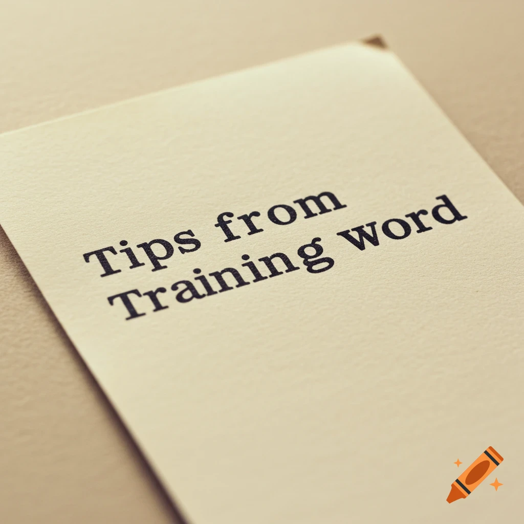 Close-up of paper with text 'Tips from Training word'