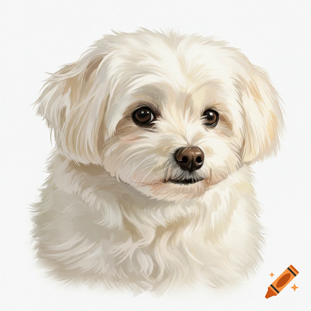 Close up on the head of a fluffy white dog.