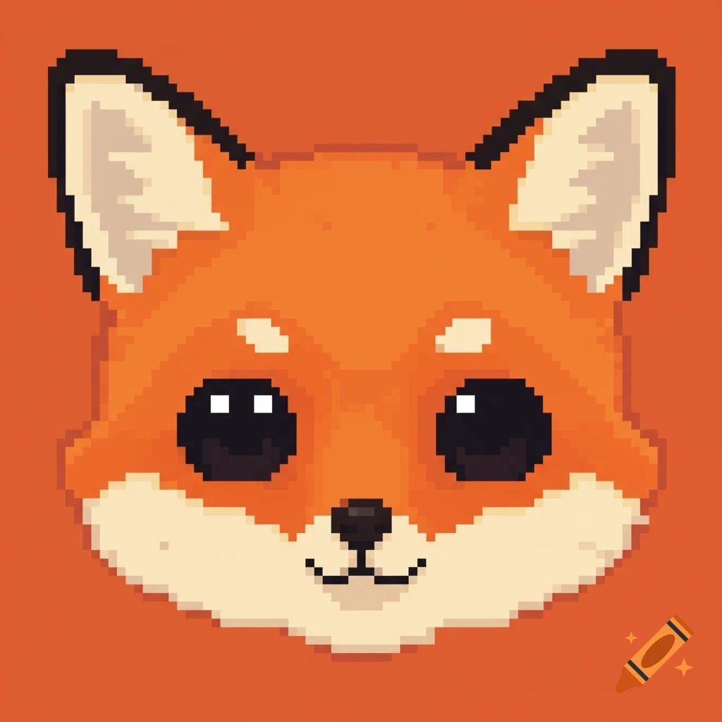 Cute pixel art fox face.