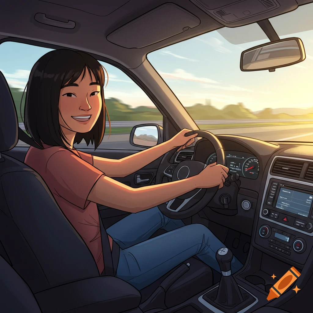 A person driving a car.