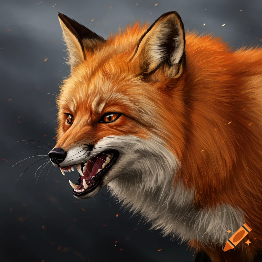 an angry red fox snarling
