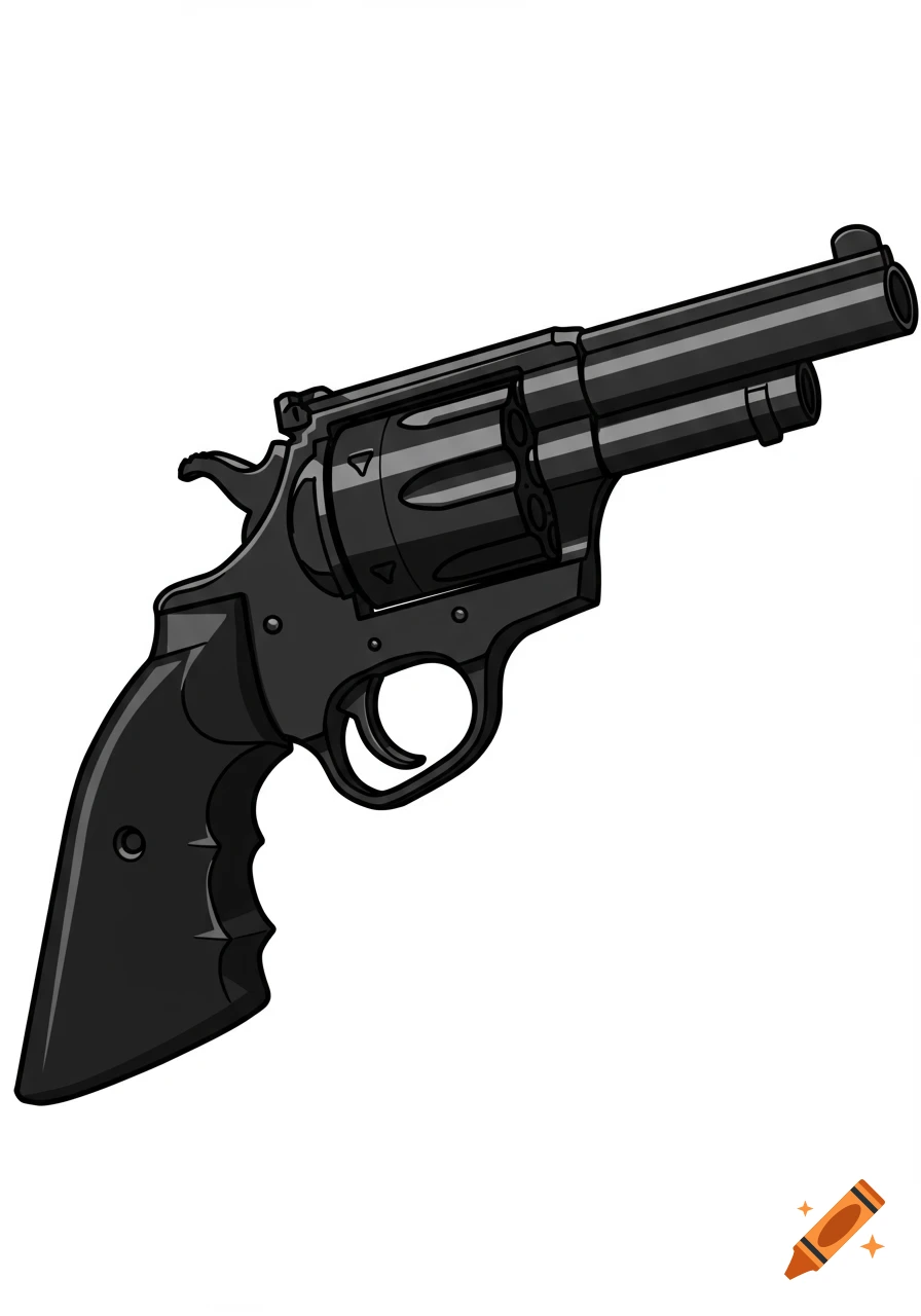 A black revolver vector graphic