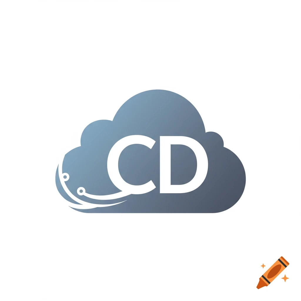 Modern logo with the letters CD inside a cloud shape and a circuit design.