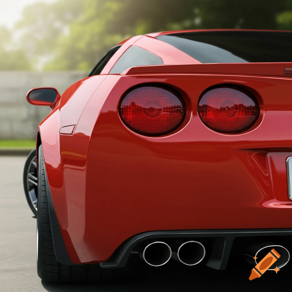 The back of a red Corvette C6