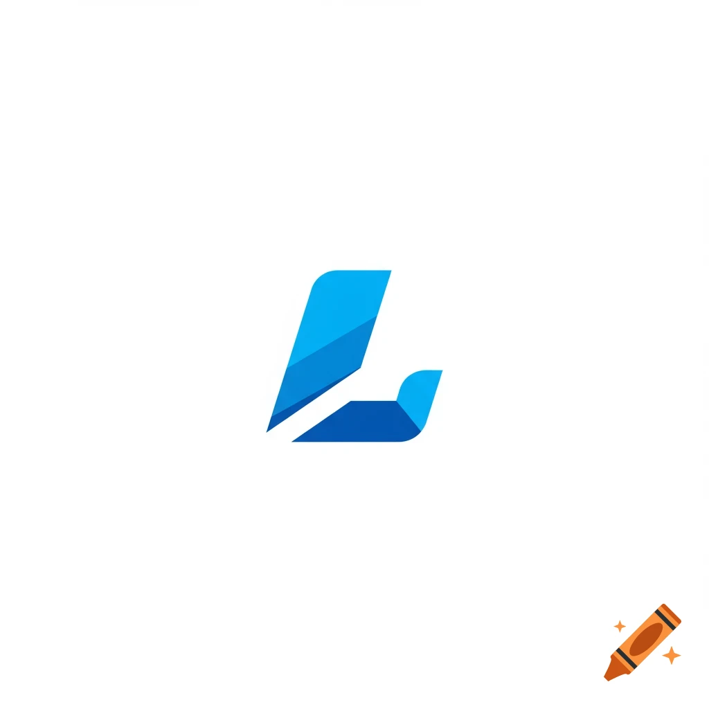 Abstract blue logo design resembling the letter L