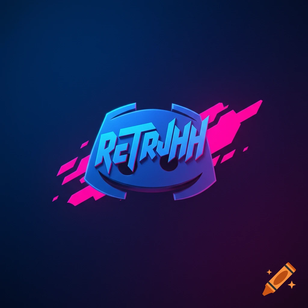 Stylized logo for 'RETRUHH' on a blue Discord icon with pink streaks against a dark blue background.