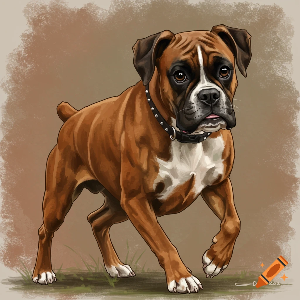 A brown Boxer dog stands
