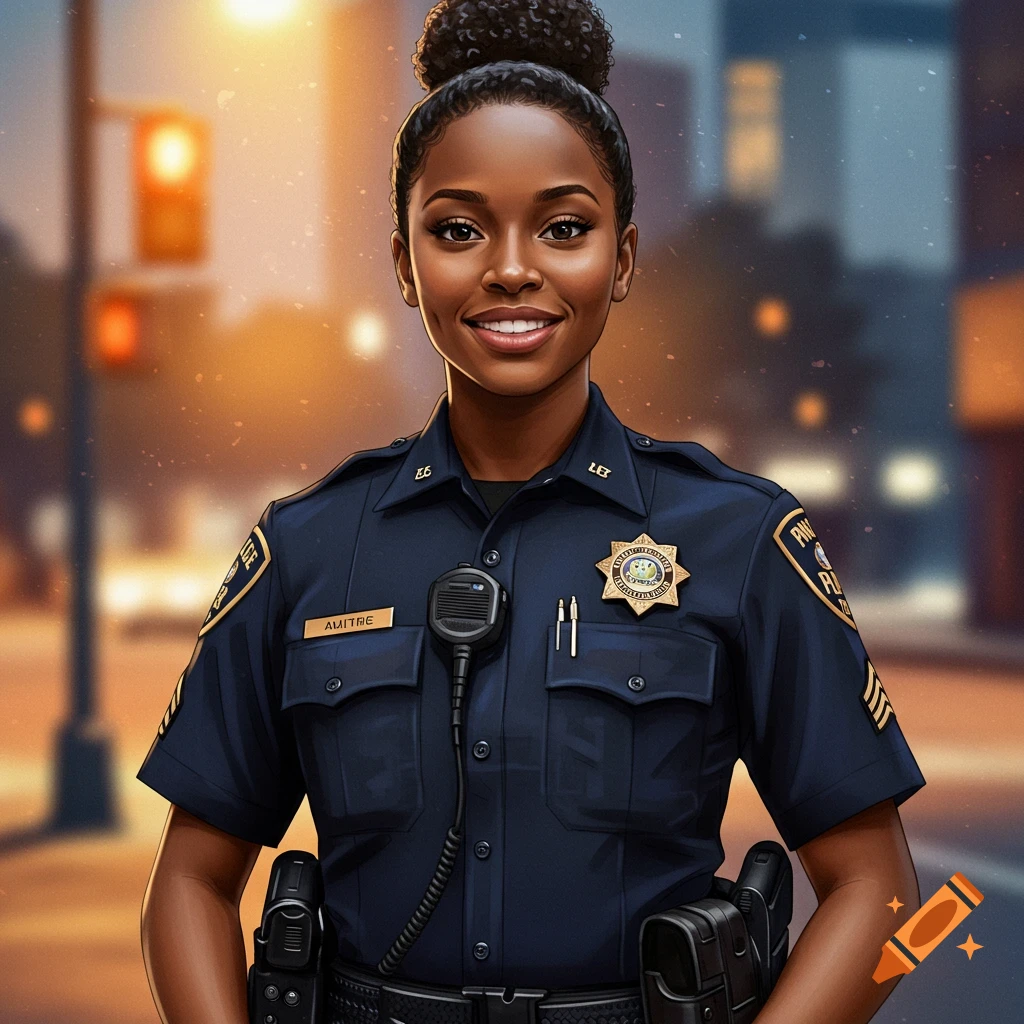 A Black female police officer in uniform