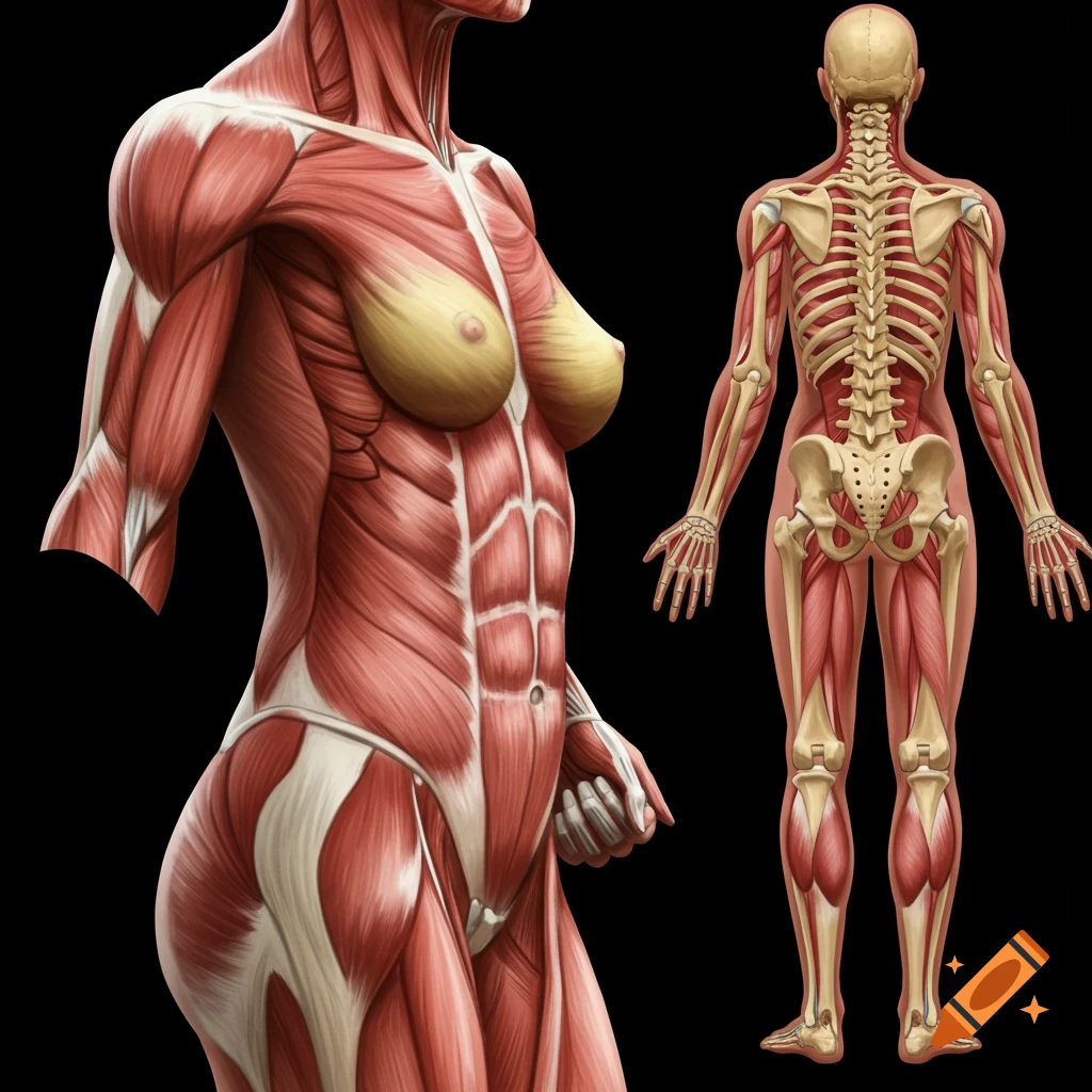 Female muscular and skeletal anatomy