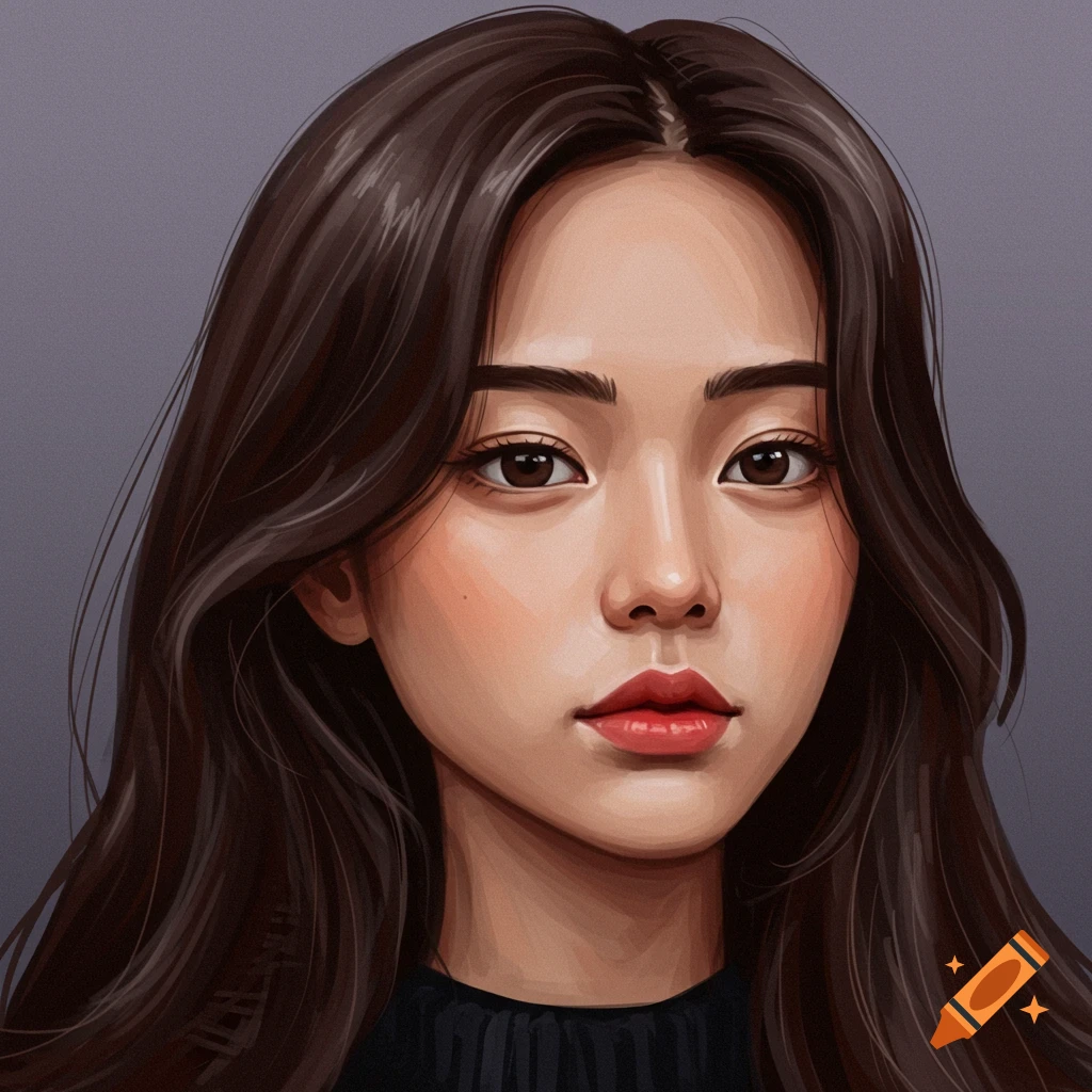 A young woman with long dark hair and brown eyes looks forward.