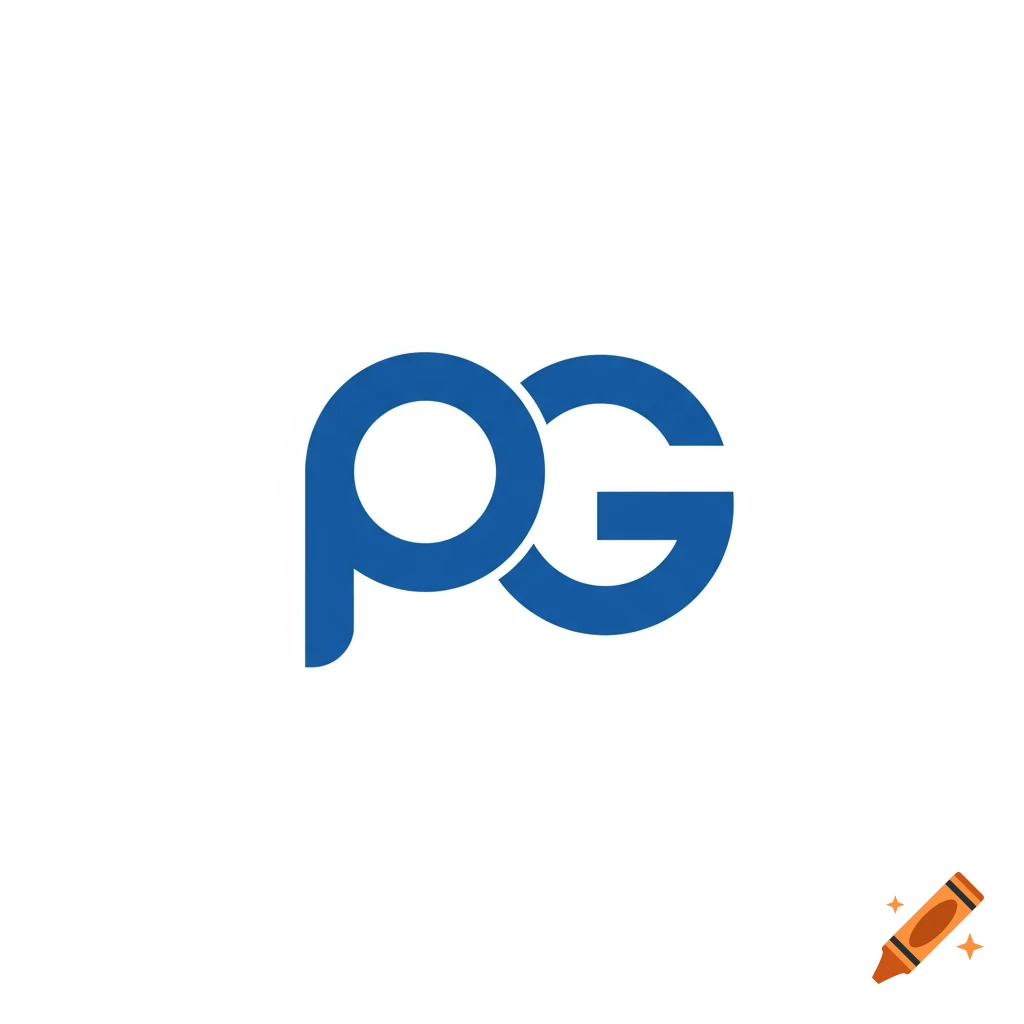 A blue logo design combining the letters P and G on a white background.