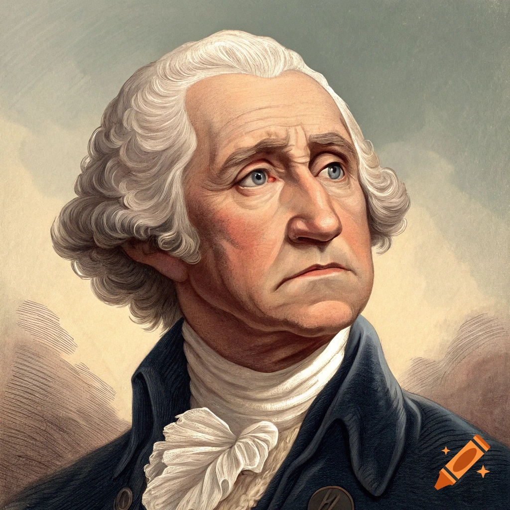 Portrait illustration of George Washington frowning