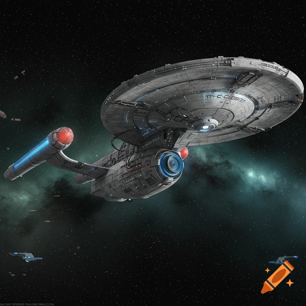 The Borg Enterprise D spaceship in space