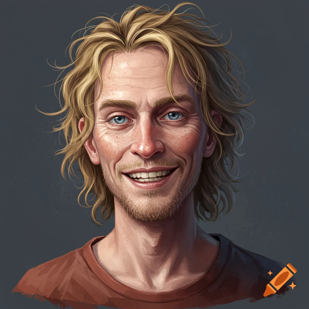 Image of a smiling man with blond hair, blue eyes, freckles, and a light beard.