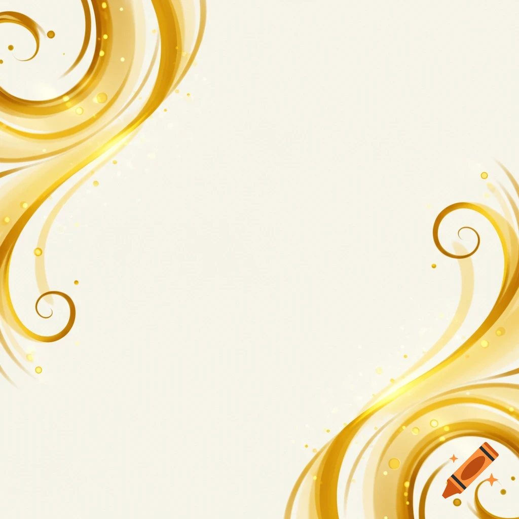 Golden abstract swirls on a light background